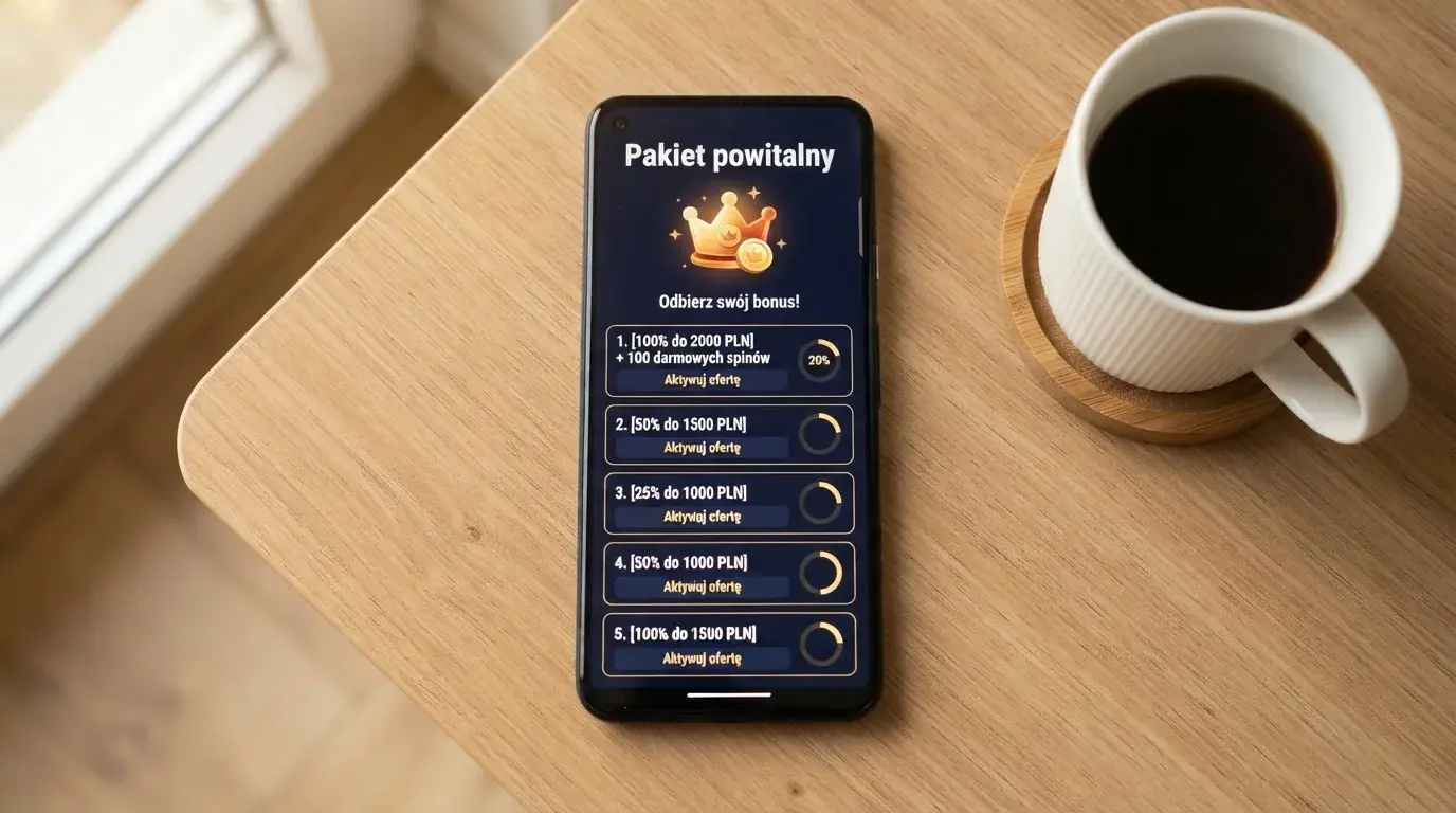 Ekran z warunkami bonusu powitalnego podczas rejestracji w kasynie online