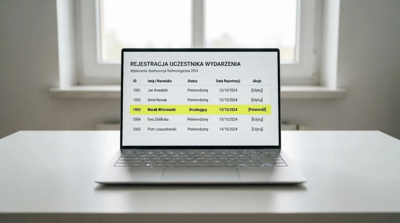Ekran laptopa z otwartym rejestrem licencji regulatora z Curaçao, w którym jeden wiersz zaznaczono żółtym podświetleniem